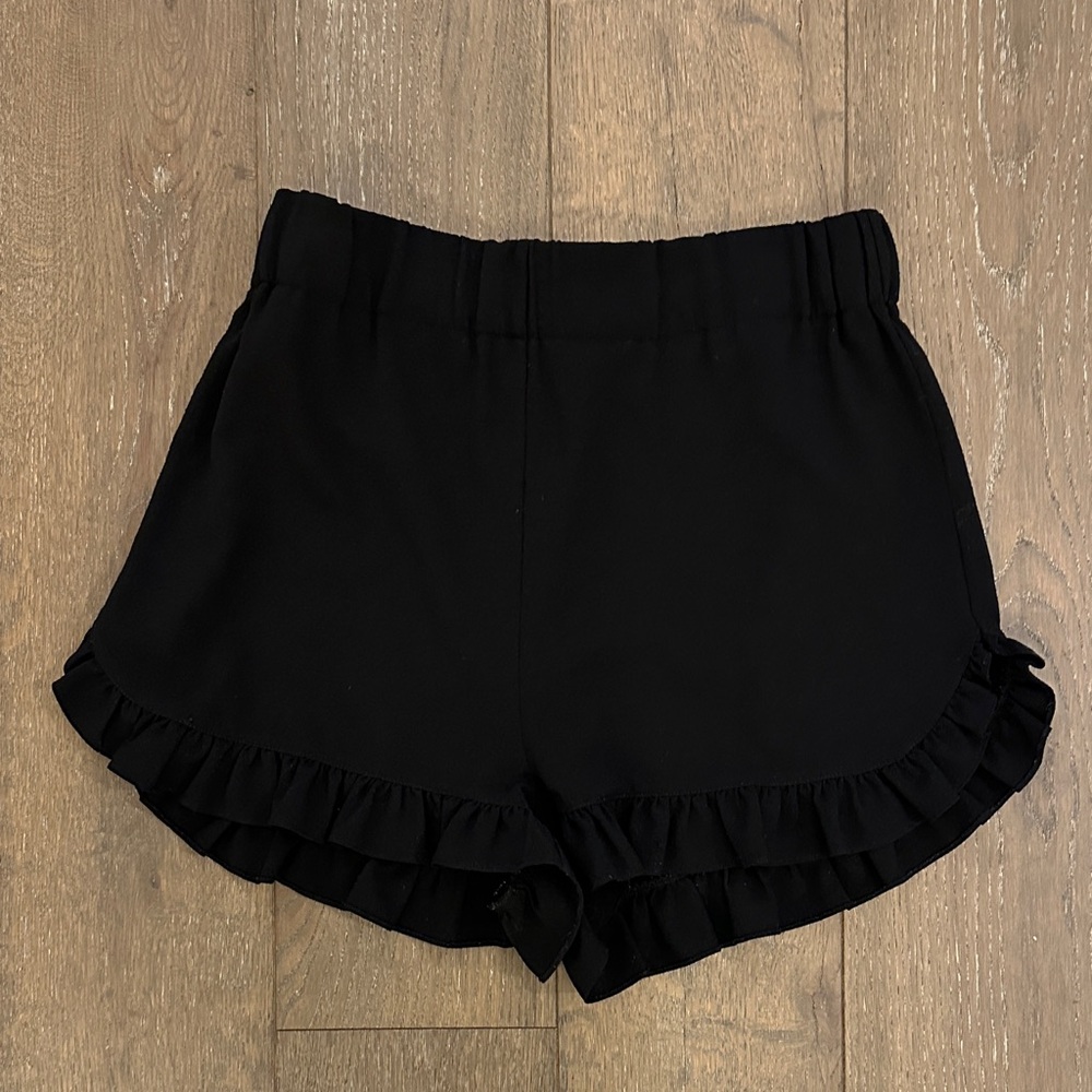 Ganni Black High Waist Ruffle Shorts